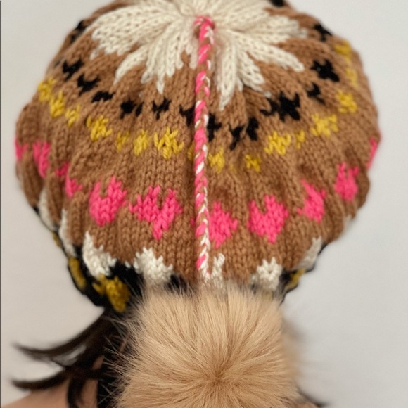 Hand Knits 2 Love Slouch Beanie Hat Cap Beret Tam Fair-isle Faux Fur Pom Pom Hip main image 5